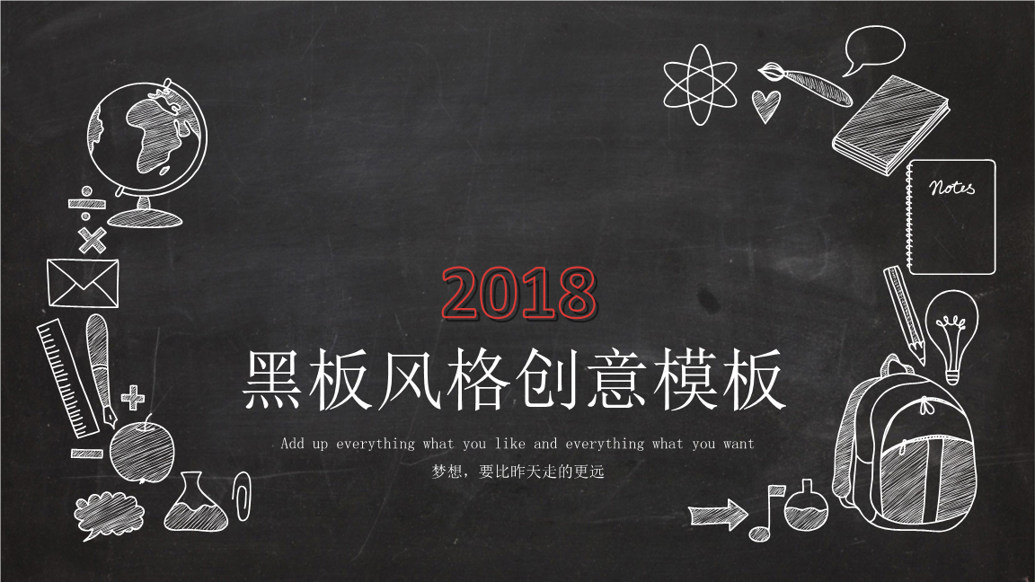 2018黑板背景粉笔手绘创意简约风论文答辩学习总结模板29p.pptx