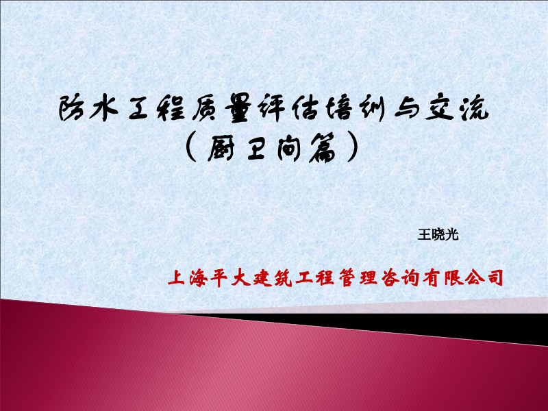 防水工程质量评估培训与交流PDF(王晓光).pd