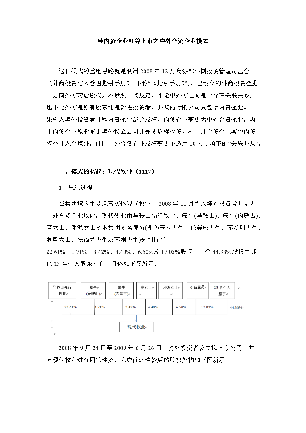 纯内资企业红筹上市之中外合资企业模式.doc