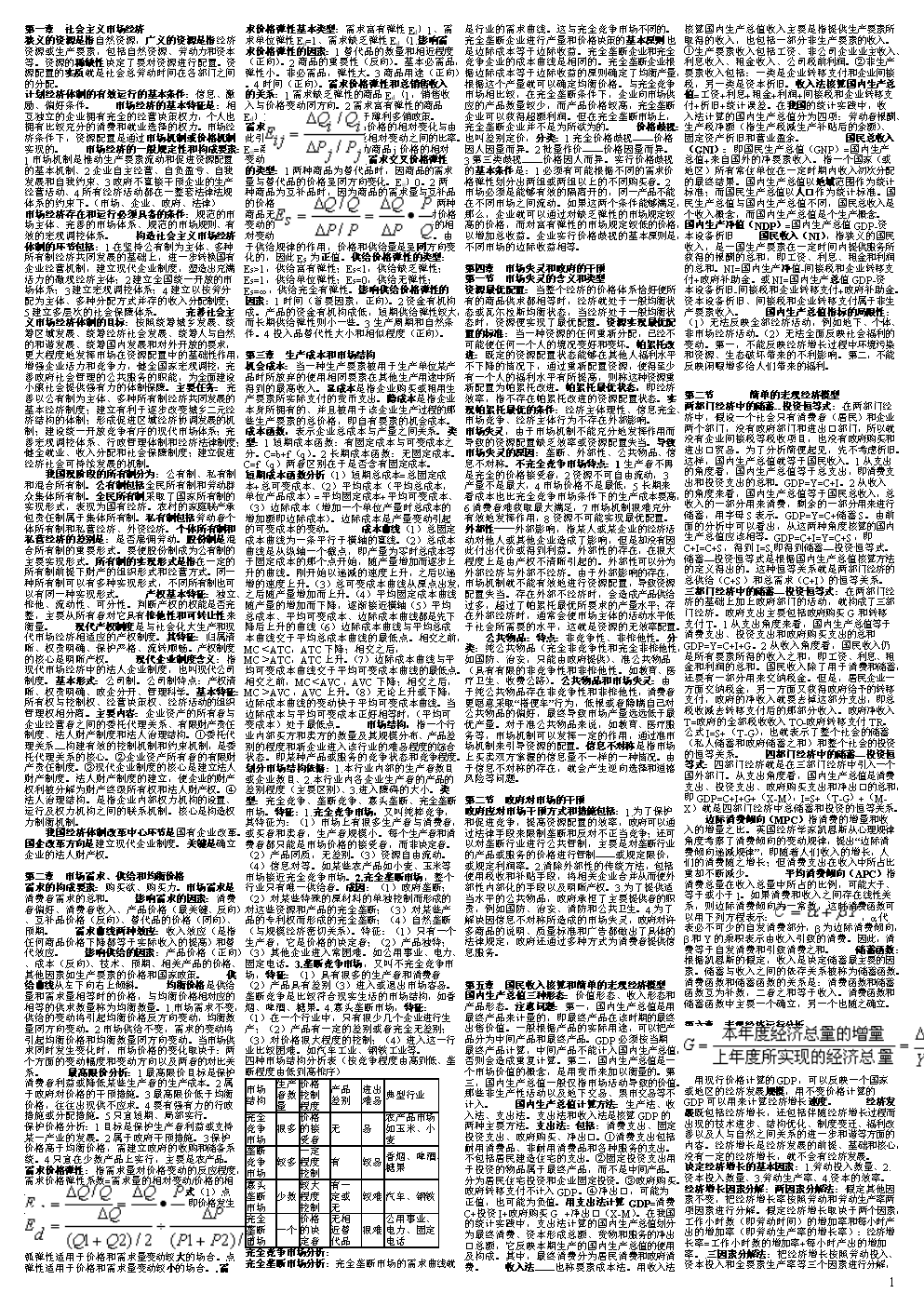 2010年经济师考试(中级)经济基础考试小抄必备