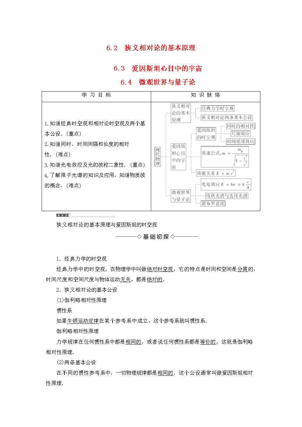 狭义相对论的基本原理爱因斯坦心目中的宇宙微