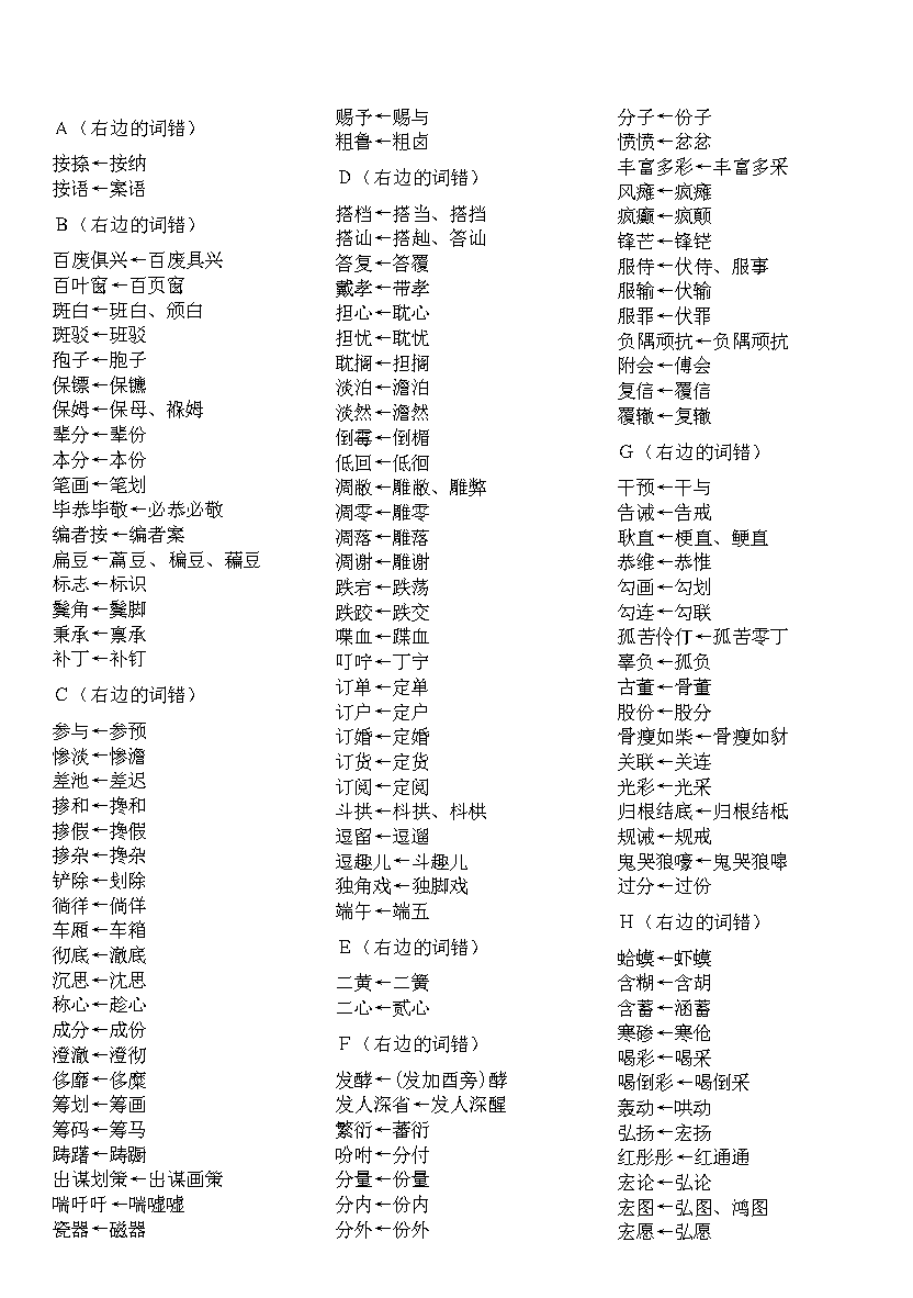 第一批异形词整理表资料.doc