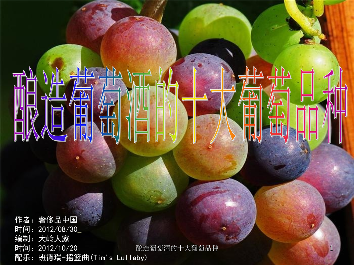 酿造葡萄酒的十大葡萄品种.ppt