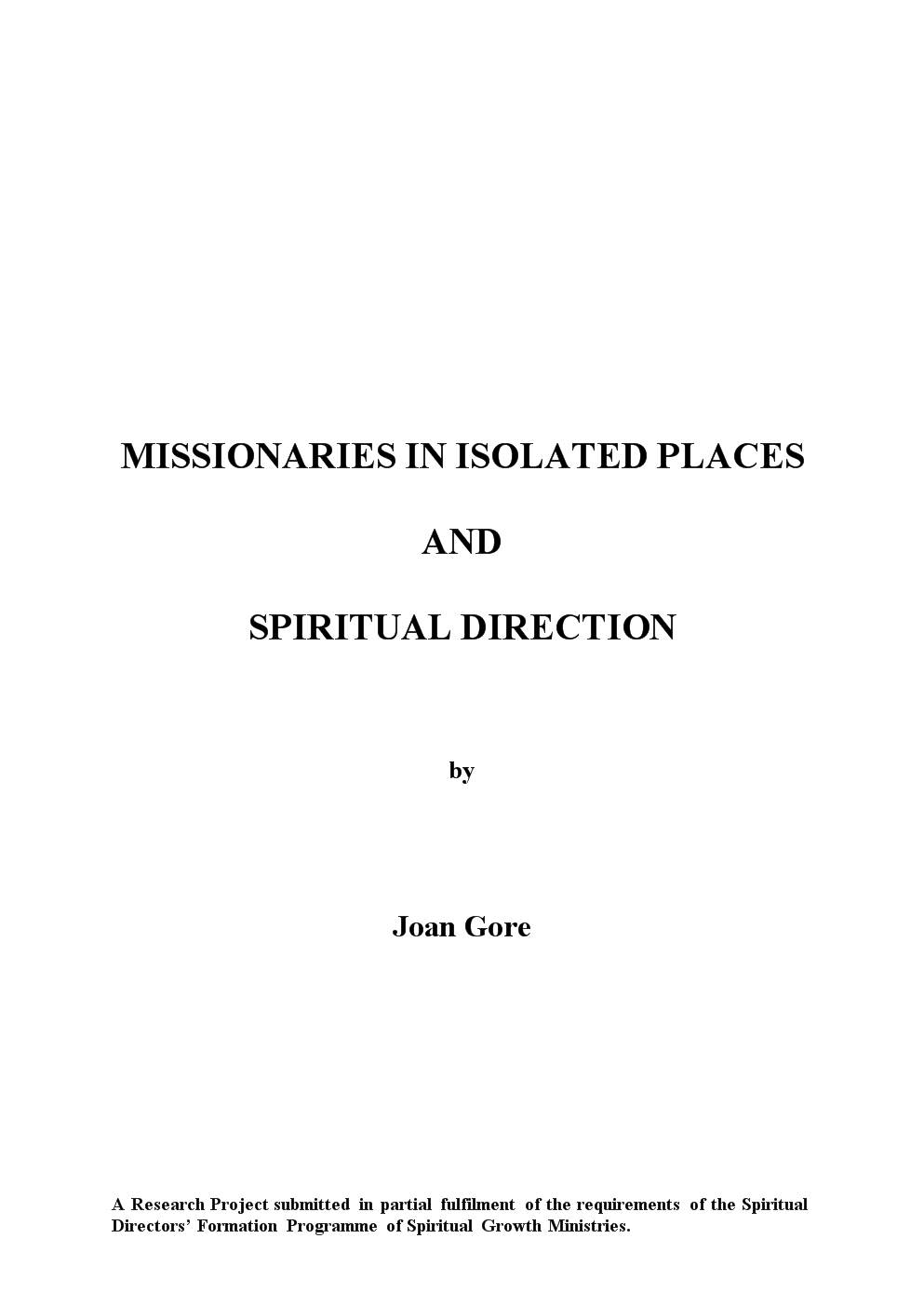 missionaries in isolated places spiritual growth 在孤立的场所