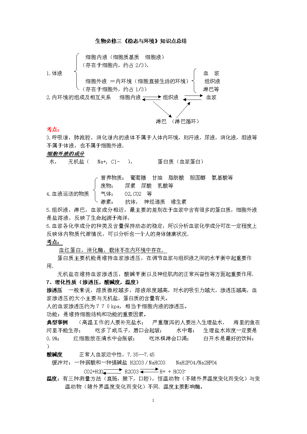 人教版高中生物必修三会考知识点总结.doc