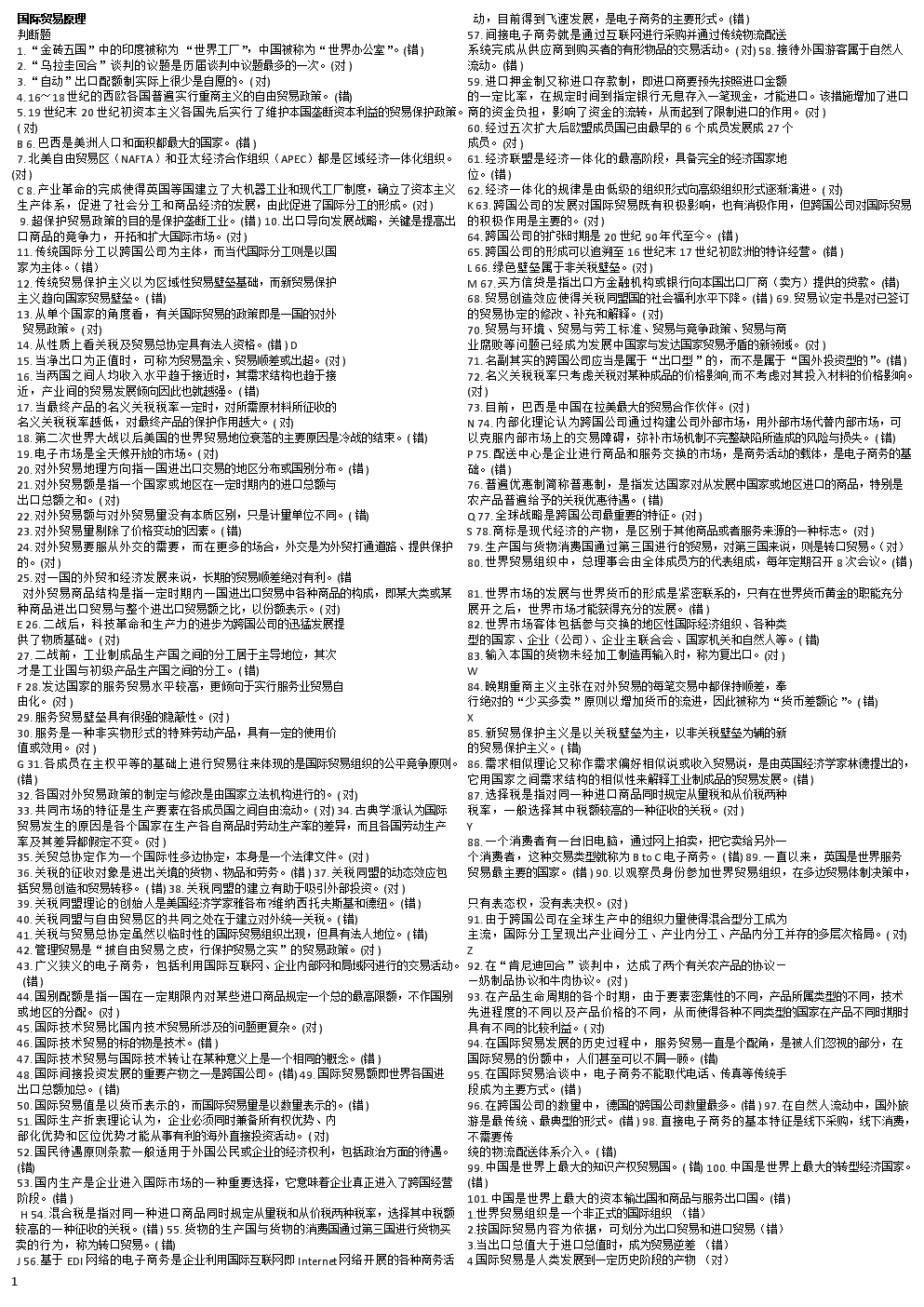 国际贸易原理期末考试资料.doc
